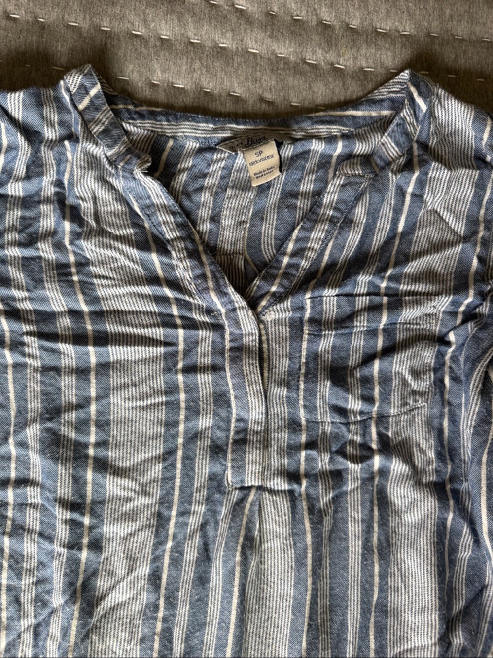 G.H. Bass & Co. Blue and White Striped Button-Front Top - Picture 4 of 4
